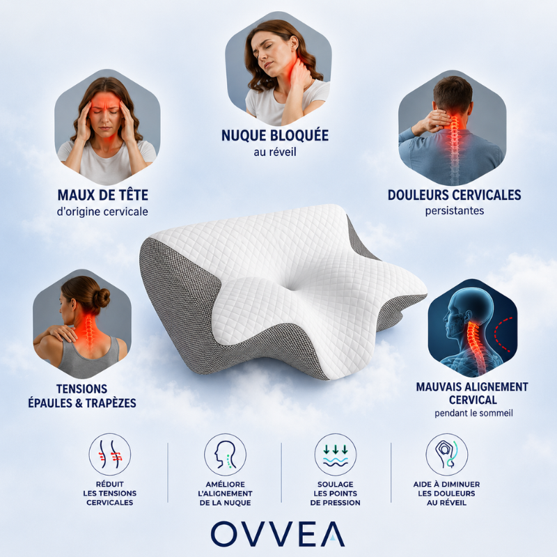 Oreiller Ovvea — Dormez mieux sans douleur